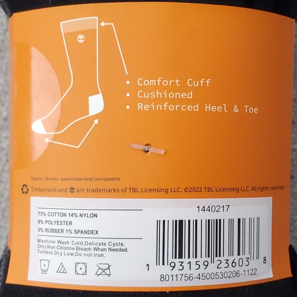 NEW Mens Timberland Everyday Crew Sock 6-PAIR - Picture 4 of 5